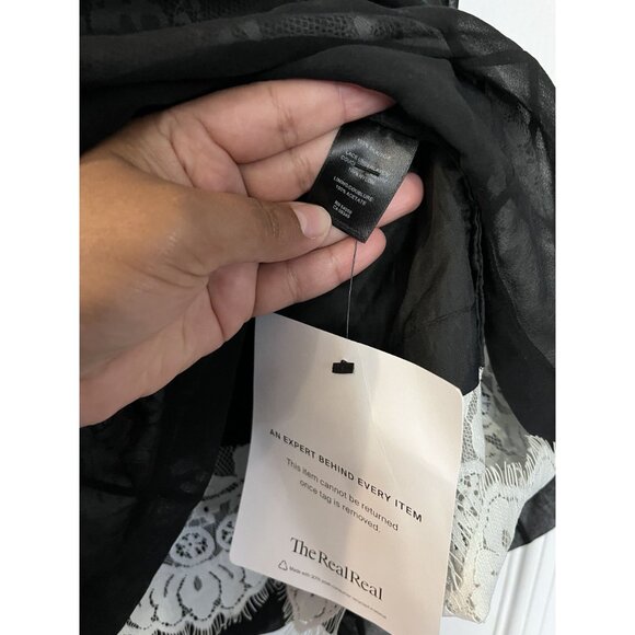 Robert Rodriguez Black Silk White lace Cocktail Mini Designer Dress Size 4 - Picture 6 of 9